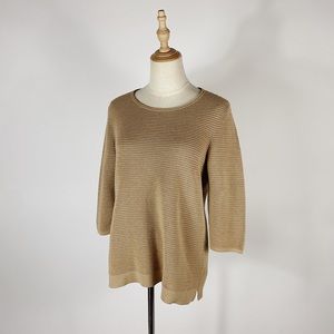 J. Jill Textured Knit Stretch Camel Tan Sweater Sm